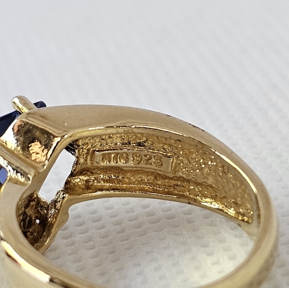 Vintage Lab Created Tanzanite Ring in 14k over 925. Size 7! - Picture 5 of 6